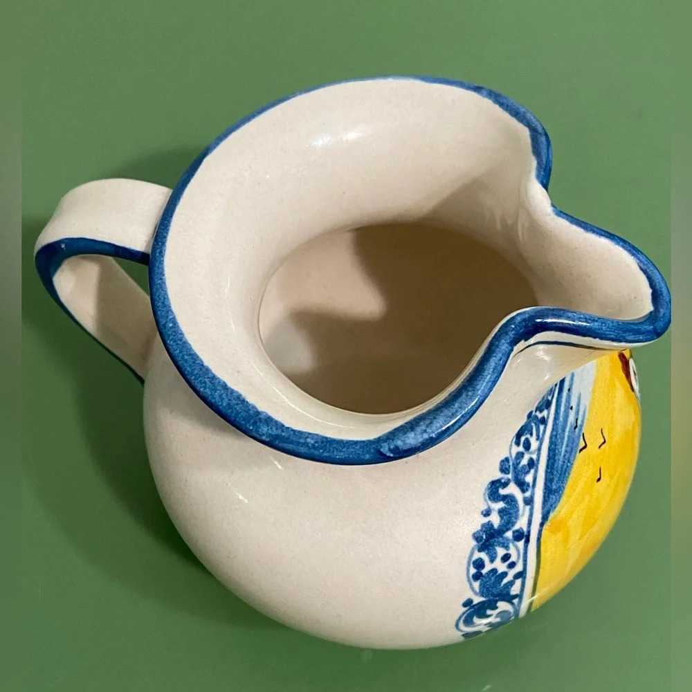 🖤 Italian Ceramic Rooster Chicken Pitcher Hand Painted Italy (Marked) - Picture 3 of 14